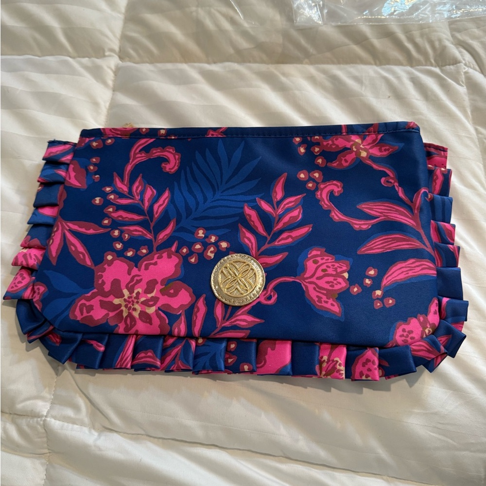 Floral Clutch Bag - Blue and Pink